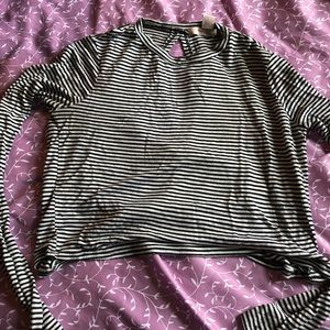 black and white striped top